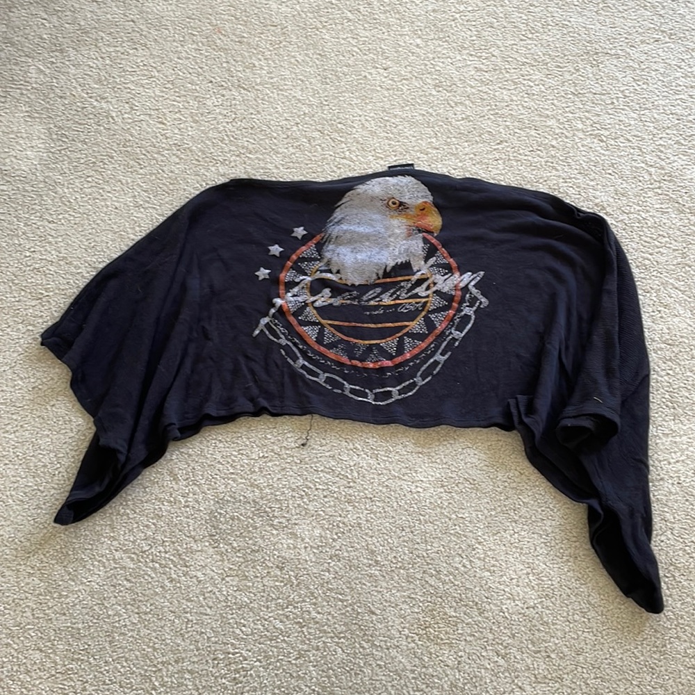 Black festival style Eagle sheer oversized drapey top